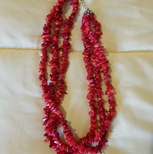 Coral & Red bead necklace.
